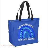 We Wear Blue Rainbow For Colon Cancer Awareness Meaningful Gift Tote Bag thumb 2
