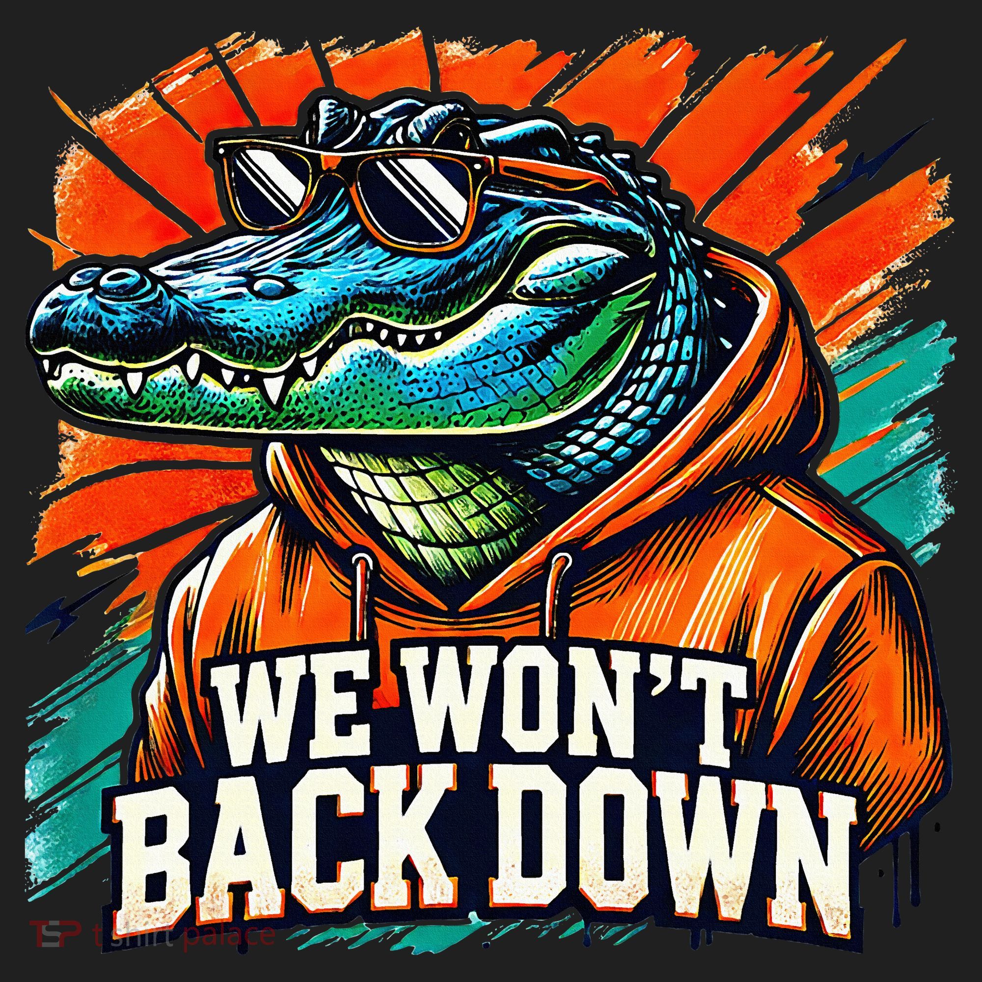 We WonT Back Down Blue And Orange Gator White Women's Sweatshirt