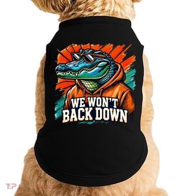 We WonT Back Down Blue And Orange Gator White Doggie Tank