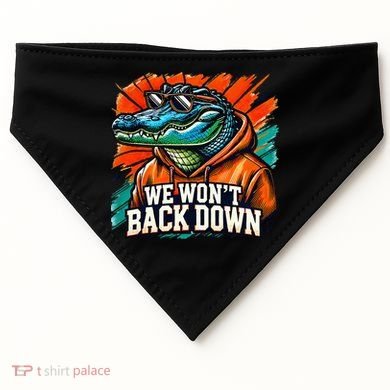 We WonT Back Down Blue And Orange Gator White USA-Made Doggie Bandana
