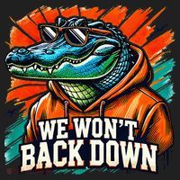 We WonT Back Down Blue And Orange Gator White Beanie thumb 2