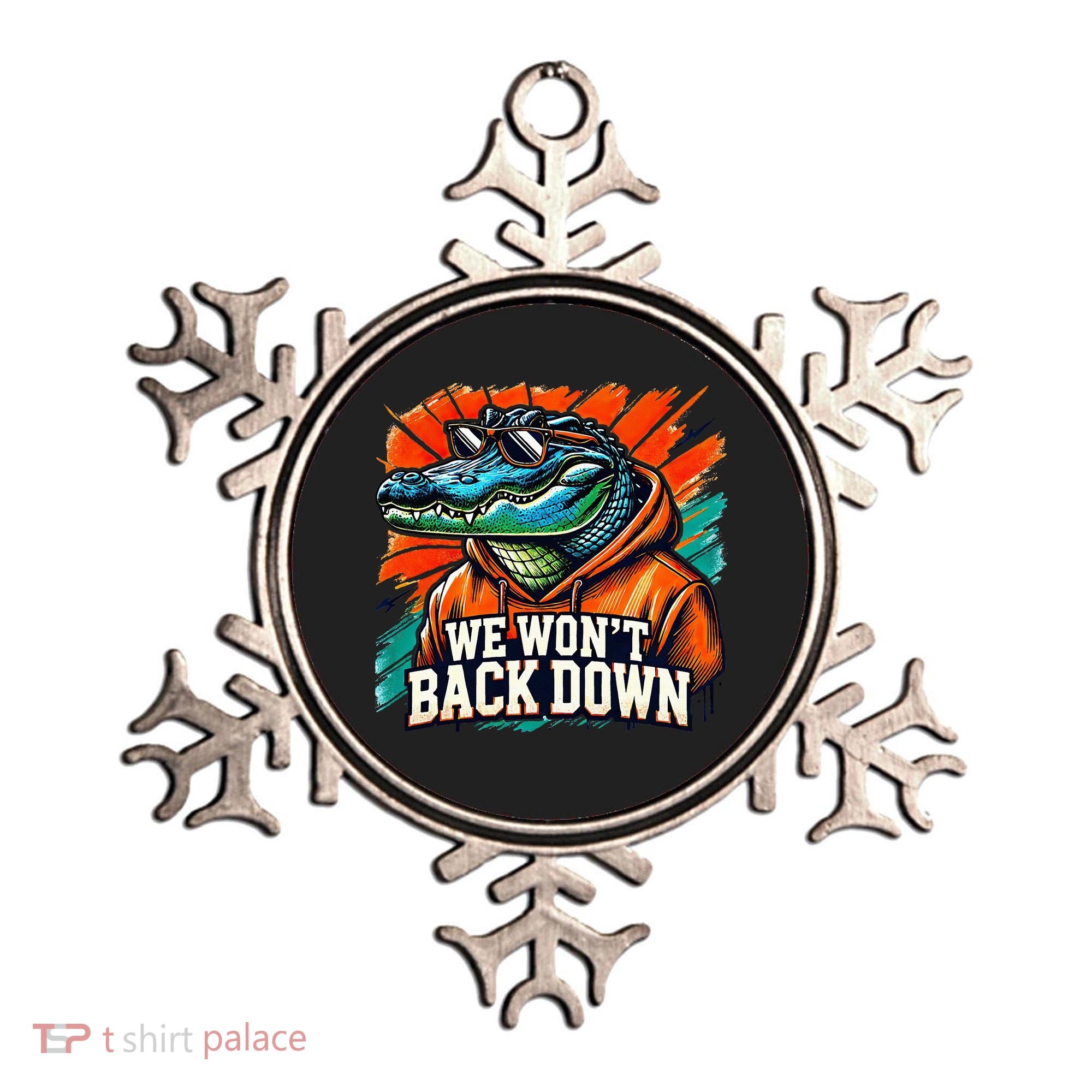 We WonT Back Down Blue And Orange Gator White Ornament