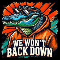 We WonT Back Down Blue And Orange Gator White Ornament thumb 1