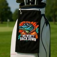 We WonT Back Down Blue And Orange Gator White Golf Towel thumb 2