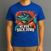 We WonT Back Down Blue And Orange Gator White T-Shirt thumb 3