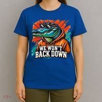 We WonT Back Down Blue And Orange Gator White T-Shirt thumb 4