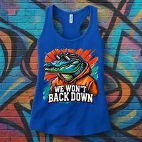 We WonT Back Down Blue And Orange Gator White Women's Tank Top thumb 3