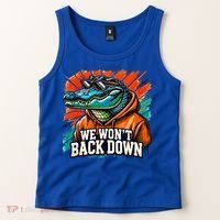 We WonT Back Down Blue And Orange Gator White Tank Top thumb 2