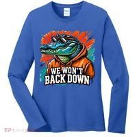 We WonT Back Down Blue And Orange Gator White Women's Long Sleeve Shirt thumb 0
