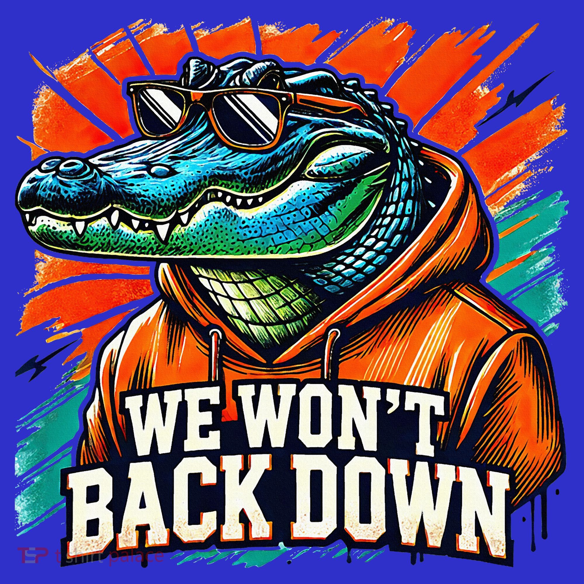 We WonT Back Down Blue And Orange Gator White Women's Long Sleeve Shirt