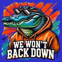 We WonT Back Down Blue And Orange Gator White Women's T-Shirt thumb 6