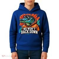 We WonT Back Down Blue And Orange Gator White Kids Hoodie thumb 4