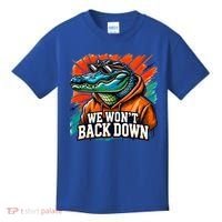 We WonT Back Down Blue And Orange Gator White Kids T-Shirt thumb 0
