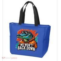 We WonT Back Down Blue And Orange Gator White Tote Bag thumb 3