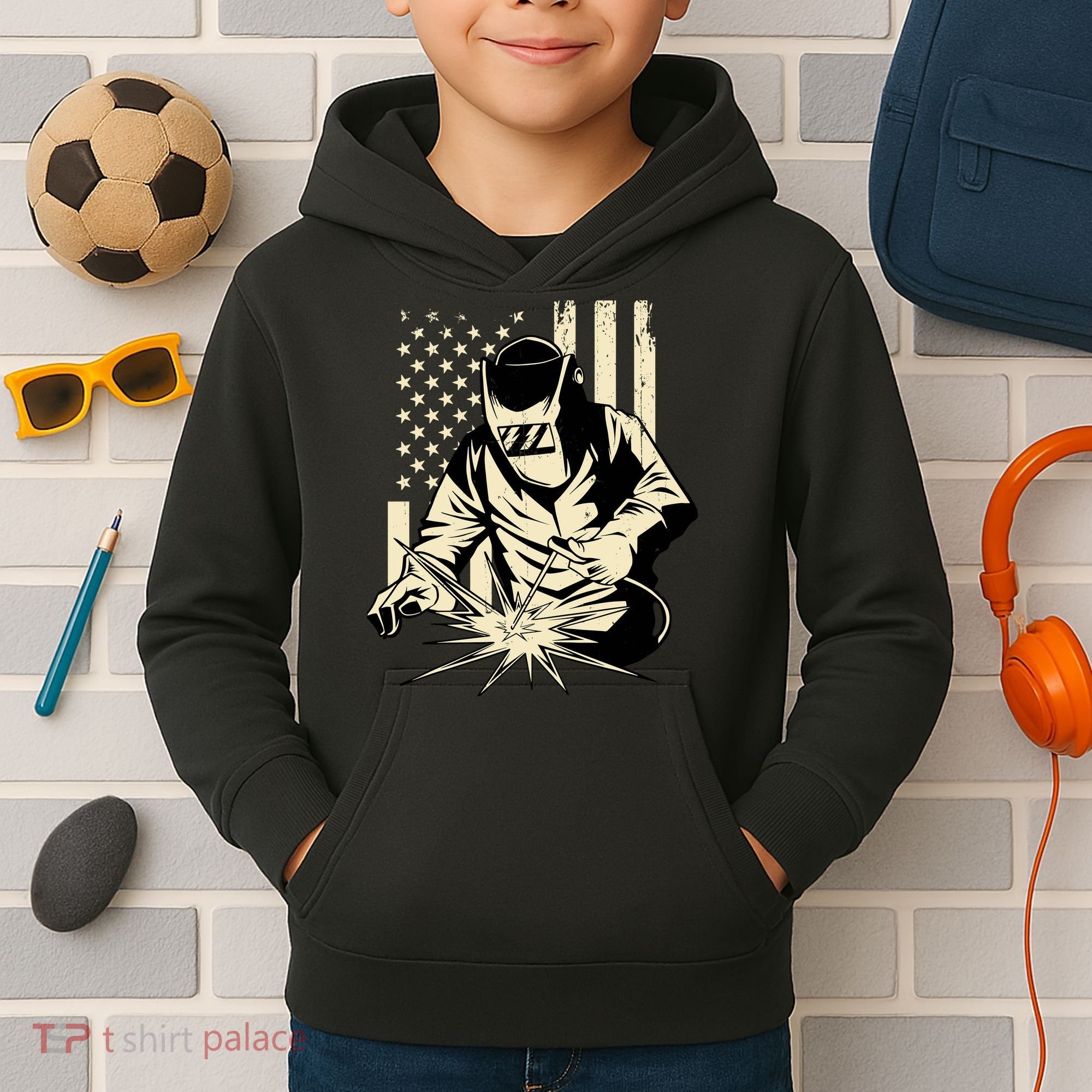 Welder Welding Blacksmith Metal Worker Fabricator Kids Hoodie