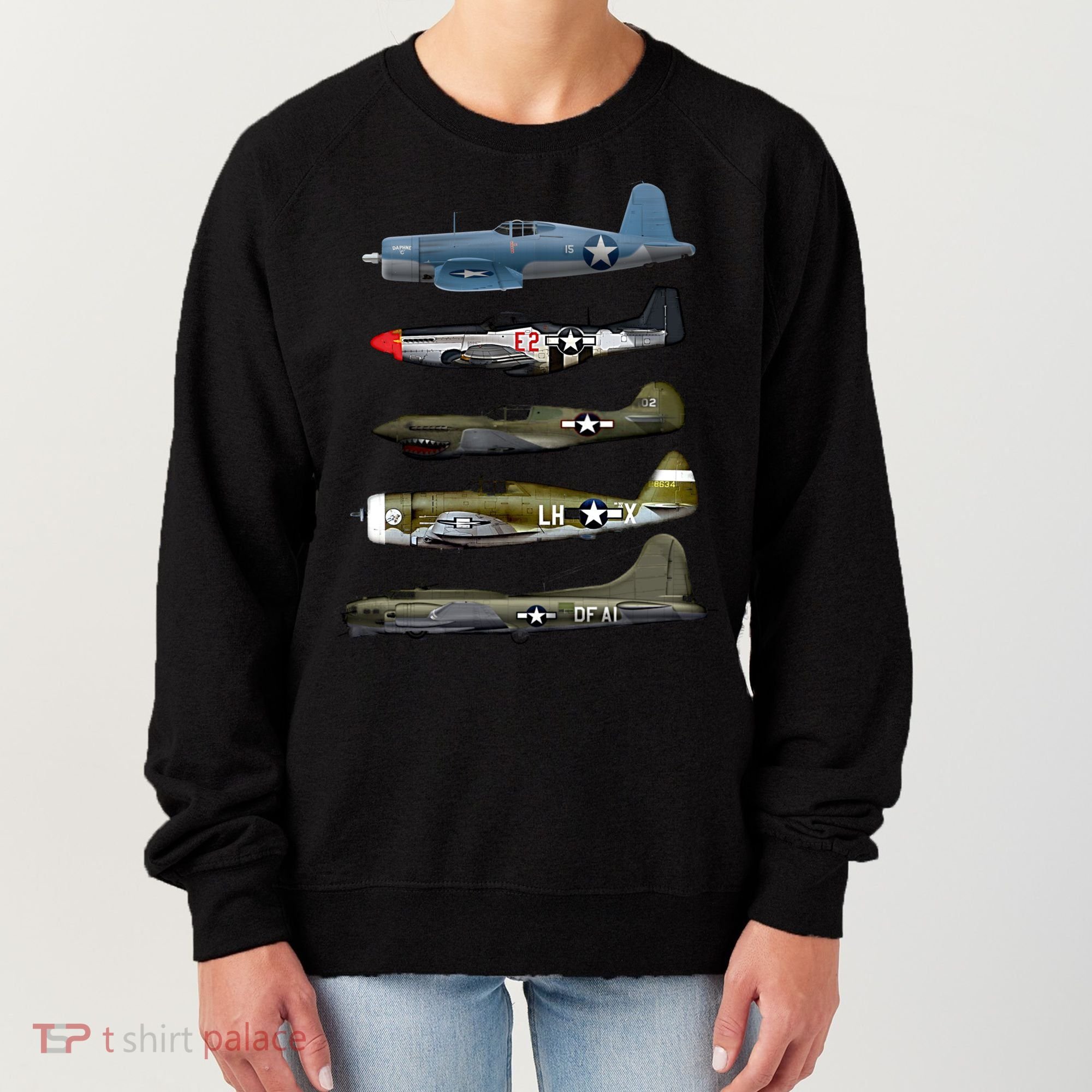 Ww2 Warplane Bgreat Gift17 P51 Mustang F4u Corsair P40 Warhawk Gift Women's Sweatshirt