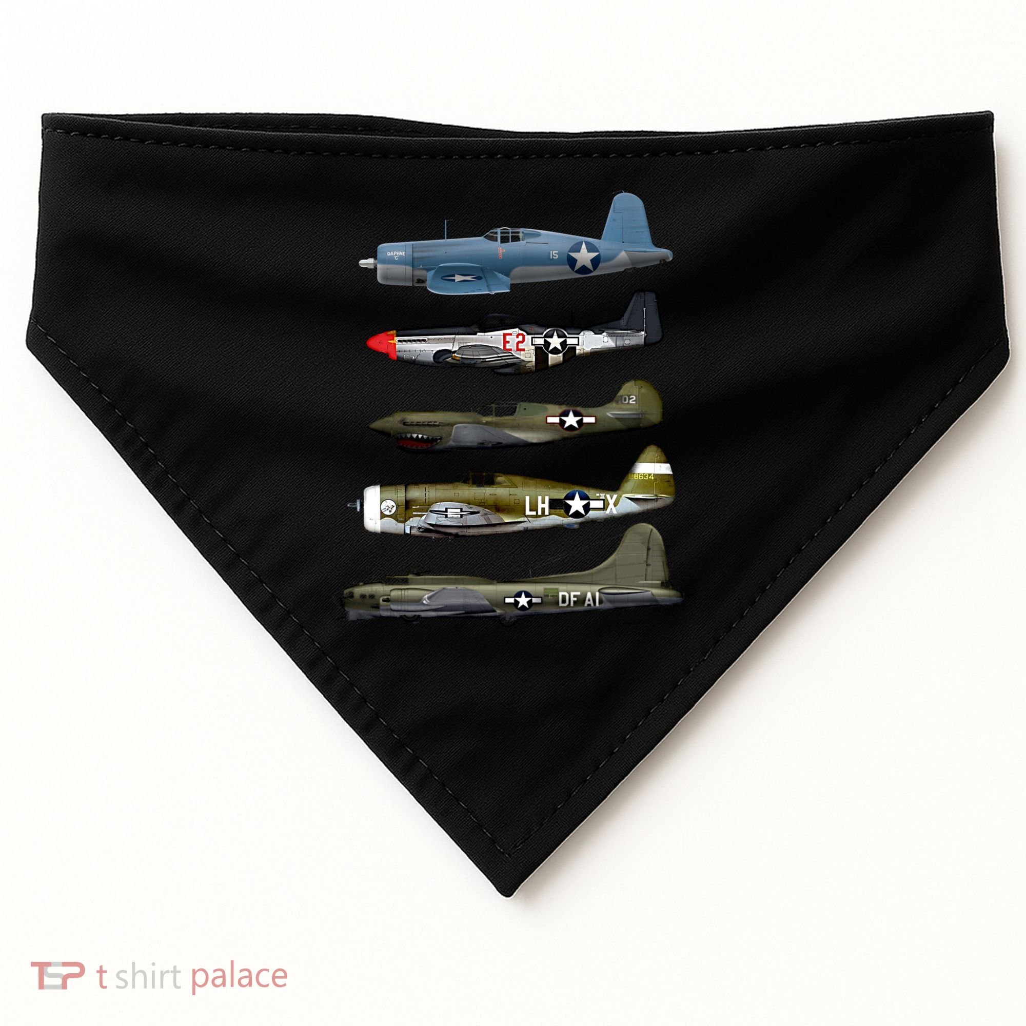 Ww2 Warplane Bgreat Gift17 P51 Mustang F4u Corsair P40 Warhawk Gift USA-Made Doggie Bandana