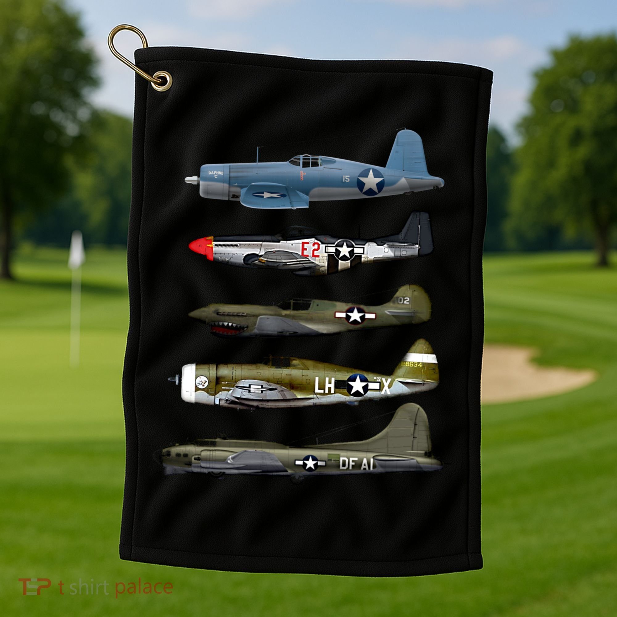 Ww2 Warplane Bgreat Gift17 P51 Mustang F4u Corsair P40 Warhawk Gift Golf Towel