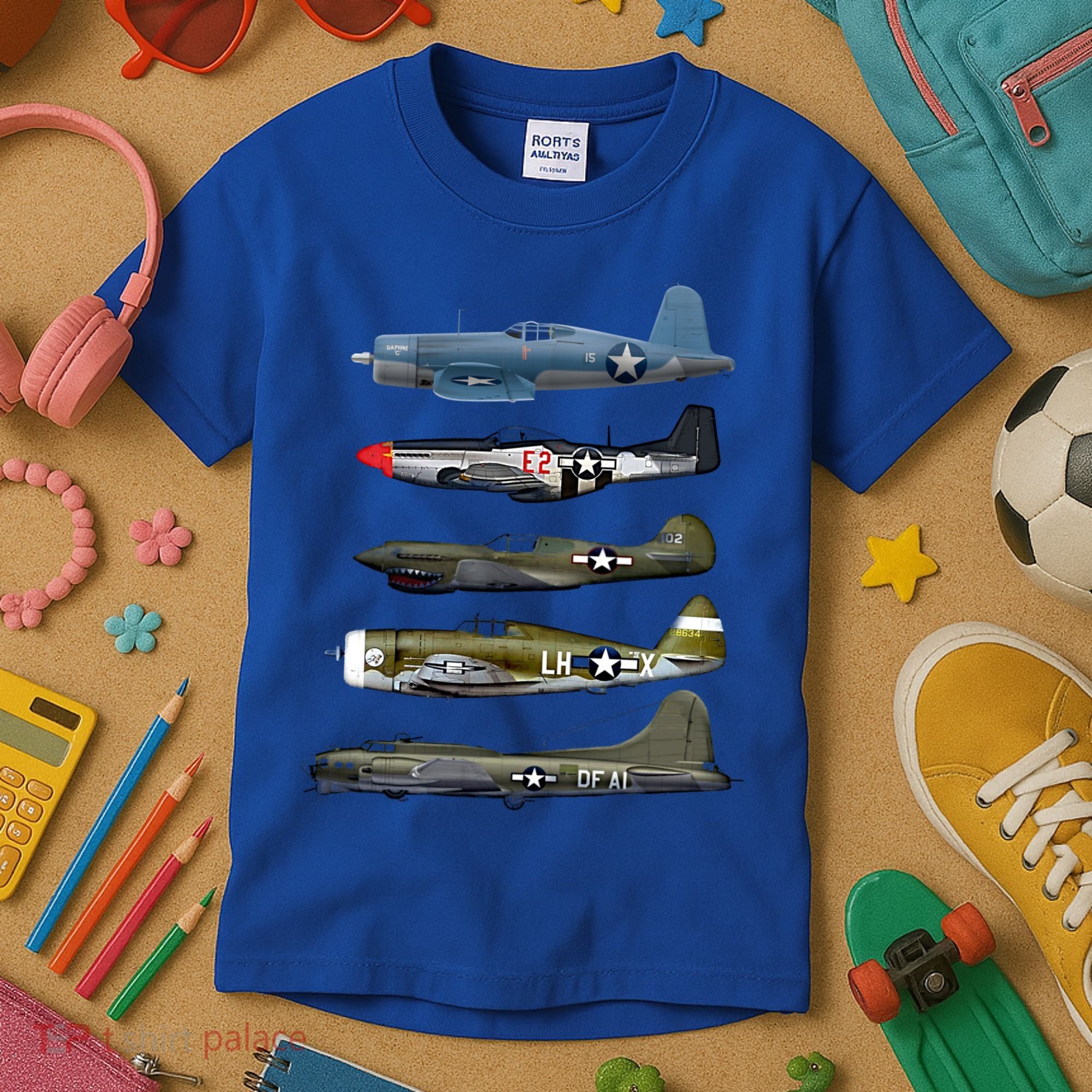 Ww2 Warplane Bgreat Gift17 P51 Mustang F4u Corsair P40 Warhawk Gift Kids T-Shirt