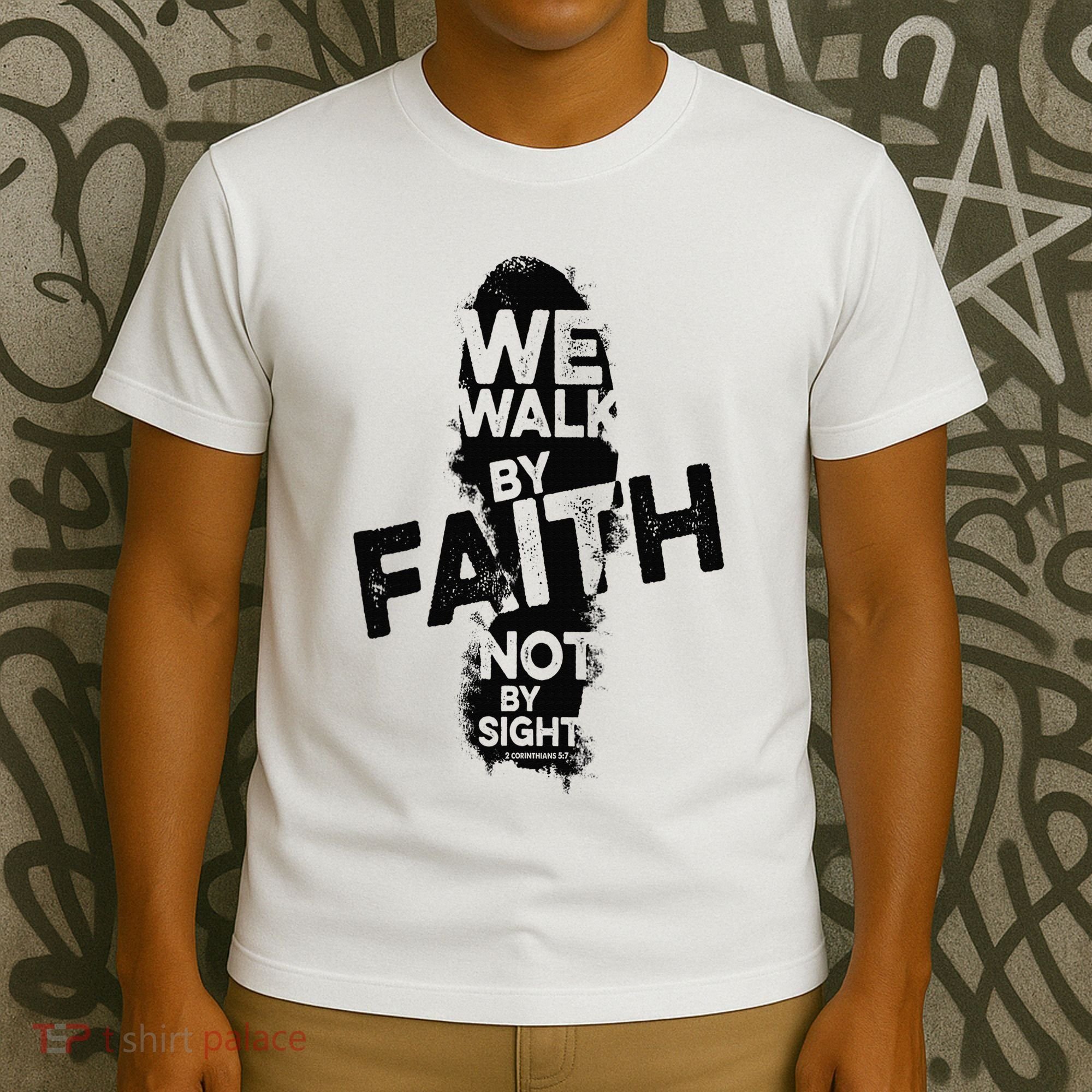 We Walk By Faith Not By Sight Christian Faith in God Vintage T-Shirt