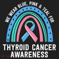 We Wear Blue Pink Teal Thyroid Cancer Awareness Family Group Gift Women's Sweatshirt thumb 2