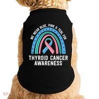 We Wear Blue Pink Teal Thyroid Cancer Awareness Family Group Gift Doggie Tank thumb 0