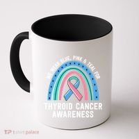 We Wear Blue Pink Teal Thyroid Cancer Awareness Family Group Gift Coffee Mug thumb 0
