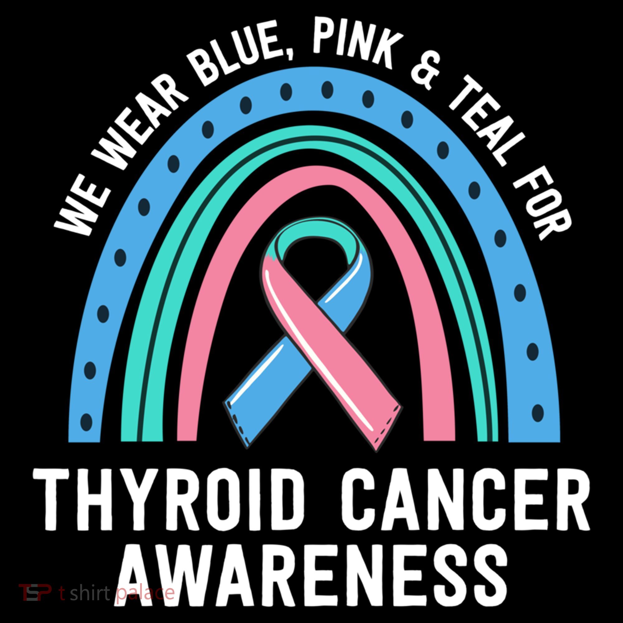 We Wear Blue Pink Teal Thyroid Cancer Awareness Family Group Gift Coffee Mug