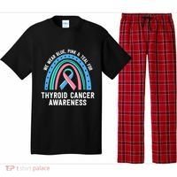 We Wear Blue Pink Teal Thyroid Cancer Awareness Family Group Gift Pajama Set thumb 0