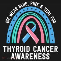 We Wear Blue Pink Teal Thyroid Cancer Awareness Family Group Gift Ornament thumb 1