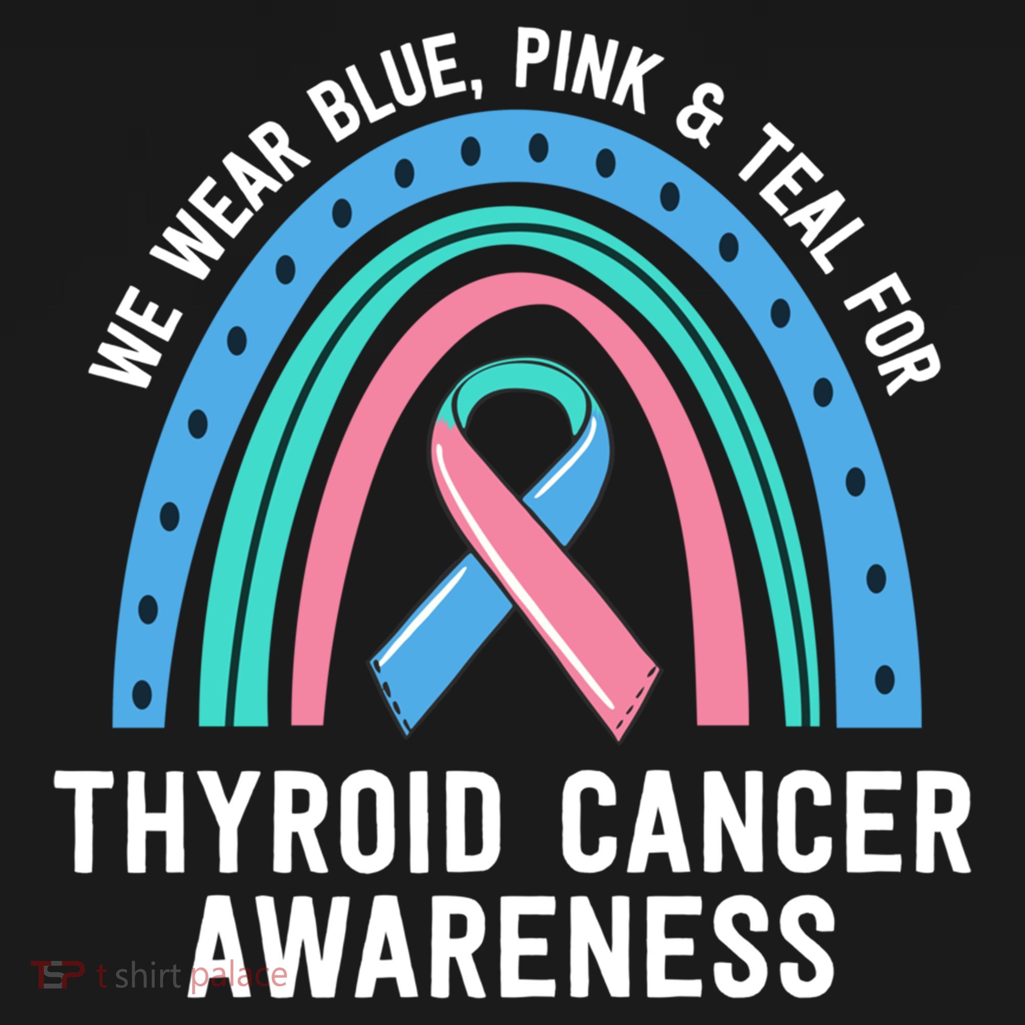 We Wear Blue Pink Teal Thyroid Cancer Awareness Family Group Gift Ornament