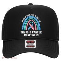 We Wear Blue Pink Teal Thyroid Cancer Awareness Family Group Gift Hat thumb 0
