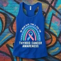 We Wear Blue Pink Teal Thyroid Cancer Awareness Family Group Gift Women's Tank Top thumb 3