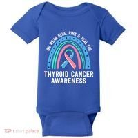 We Wear Blue Pink Teal Thyroid Cancer Awareness Family Group Gift Baby Bodysuit thumb 0
