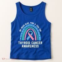 We Wear Blue Pink Teal Thyroid Cancer Awareness Family Group Gift Tank Top thumb 2