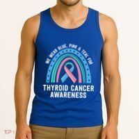 We Wear Blue Pink Teal Thyroid Cancer Awareness Family Group Gift Tank Top thumb 3