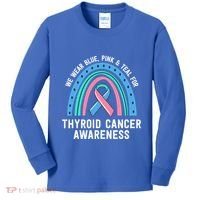 We Wear Blue Pink Teal Thyroid Cancer Awareness Family Group Gift Kids Long Sleeve Shirt thumb 0