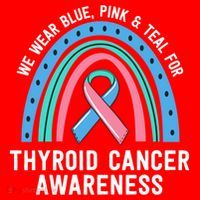 We Wear Blue Pink Teal Thyroid Cancer Awareness Family Group Gift Santa Hat thumb 1