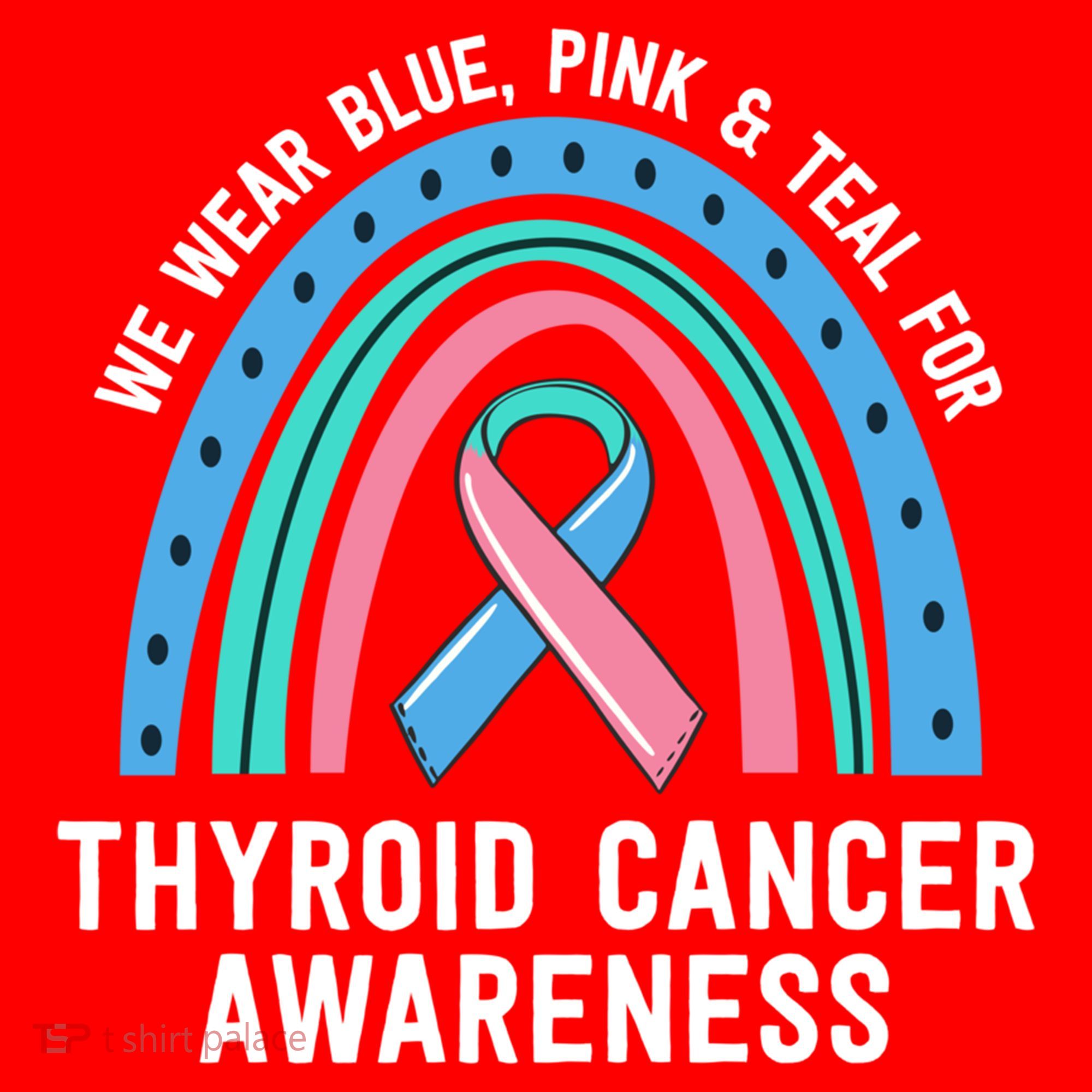 We Wear Blue Pink Teal Thyroid Cancer Awareness Family Group Gift Santa Hat