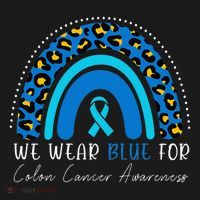We Wear Blue Colorectal Colon Cancer Leopard Rainbow Print T-Shirt thumb 7