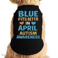 We Wear Blue In April Autism Awareness Neurodiversity Doggie Tank thumb 0
