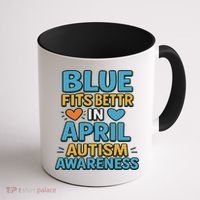 We Wear Blue In April Autism Awareness Neurodiversity Coffee Mug thumb 1