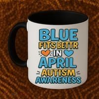 We Wear Blue In April Autism Awareness Neurodiversity Coffee Mug thumb 2