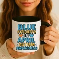 We Wear Blue In April Autism Awareness Neurodiversity Coffee Mug thumb 3