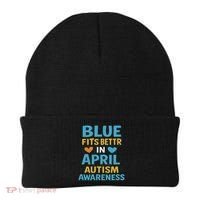 We Wear Blue In April Autism Awareness Neurodiversity Beanie thumb 0