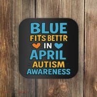 We Wear Blue In April Autism Awareness Neurodiversity Coaster thumb 0
