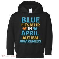 We Wear Blue In April Autism Awareness Neurodiversity Toddler Hoodie thumb 0