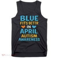 We Wear Blue In April Autism Awareness Neurodiversity Tank Top thumb 0