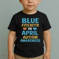 We Wear Blue In April Autism Awareness Neurodiversity Toddler T-Shirt thumb 2