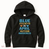We Wear Blue In April Autism Awareness Neurodiversity Kids Hoodie thumb 0